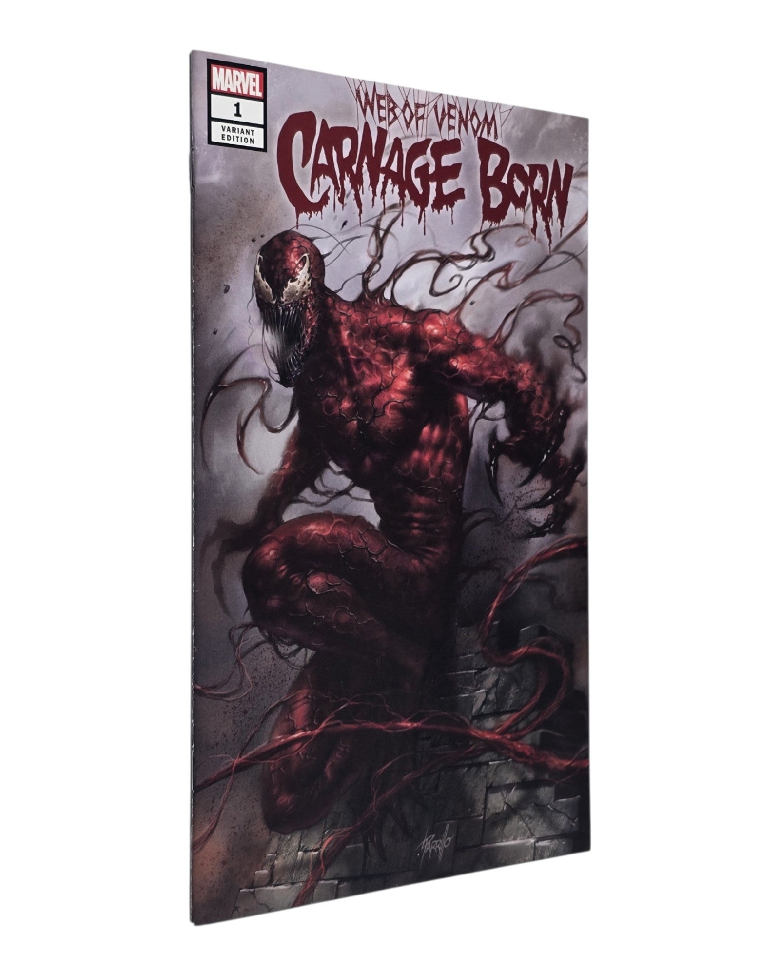 Web of Venom: Carnage Born #1, Scorpion Excl, Lucio Parrillo, Marvel '18 — front cover, spine edge