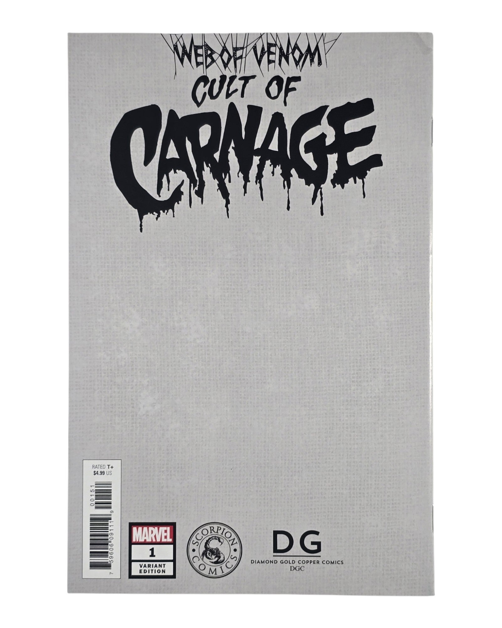 Web of Venom: Cult of Carnage #1, Scorpion Excl, Clayton Crain, Marvel '19 — back of package