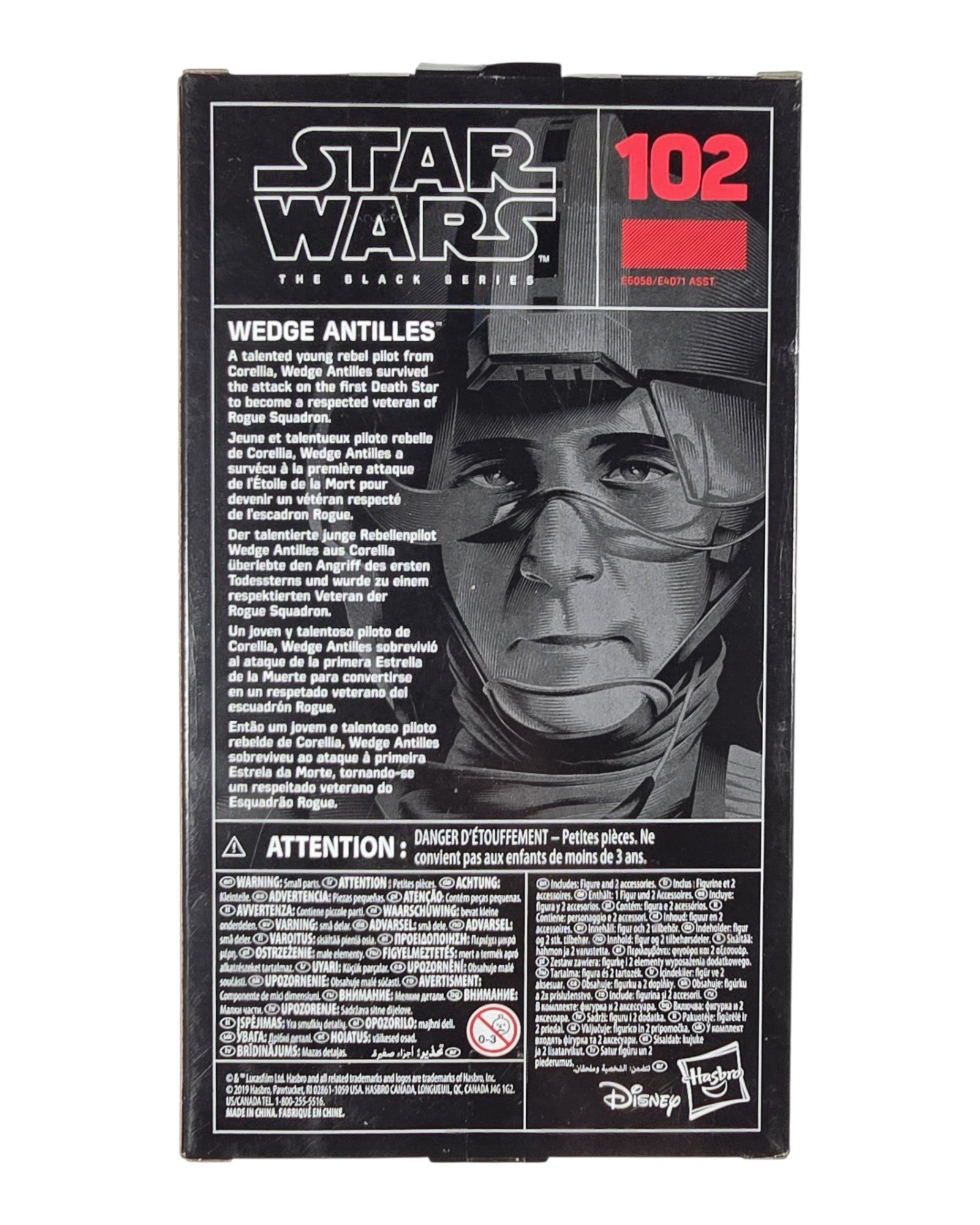 Star Wars The Black Series #102 Wedge Antilles, Hasbro '19 — back of package
