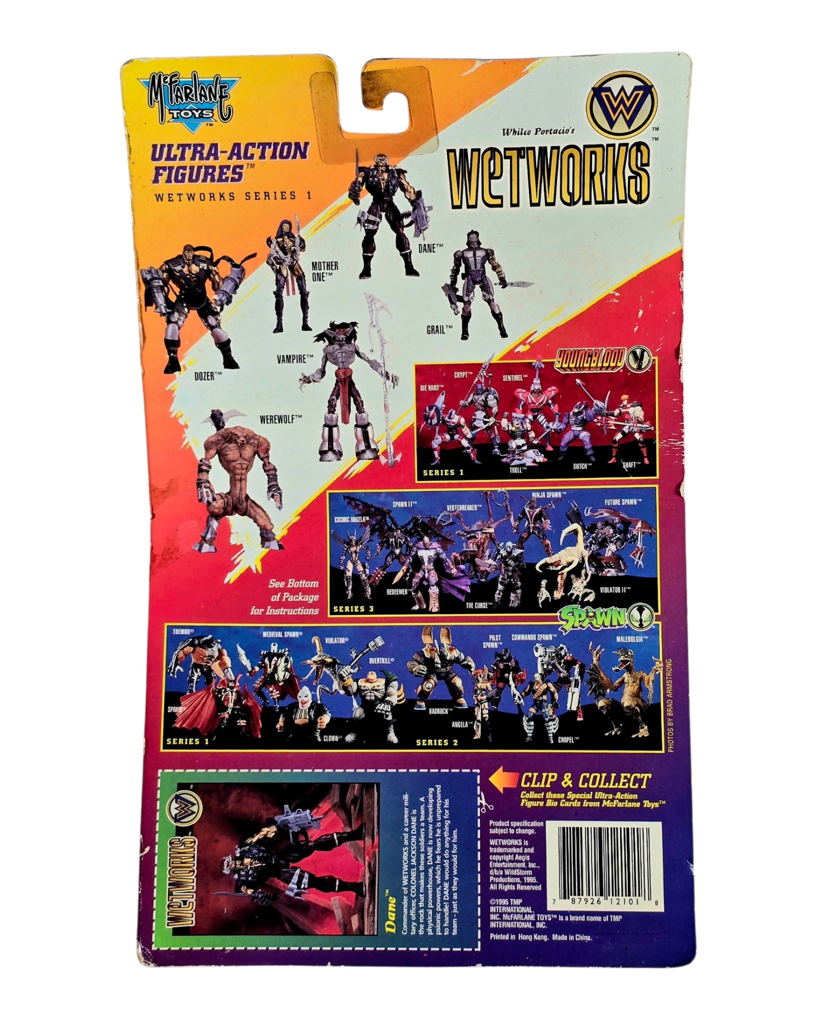 Wetworks Series 1 Dane, McFarlane Toys '95, Card Detached but Included