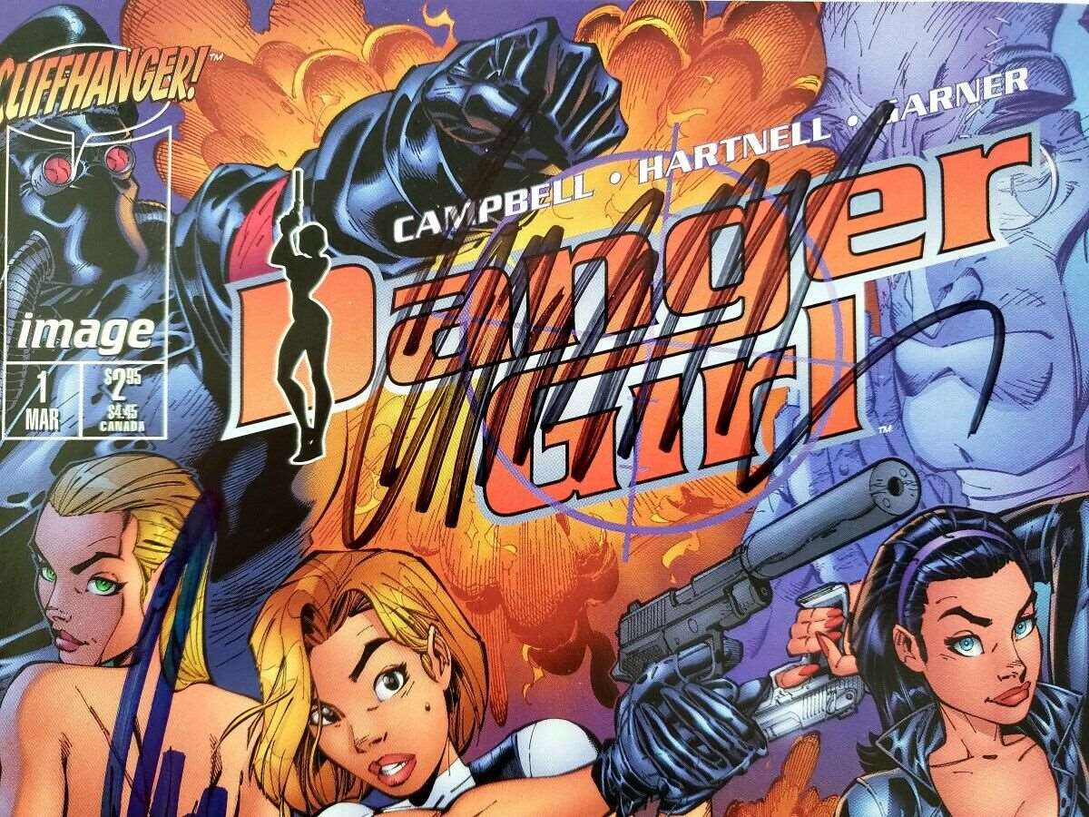 Danger Girl #1 AU.com Variant, Signed by Campbell, Hartnell & Garner (Image '98)