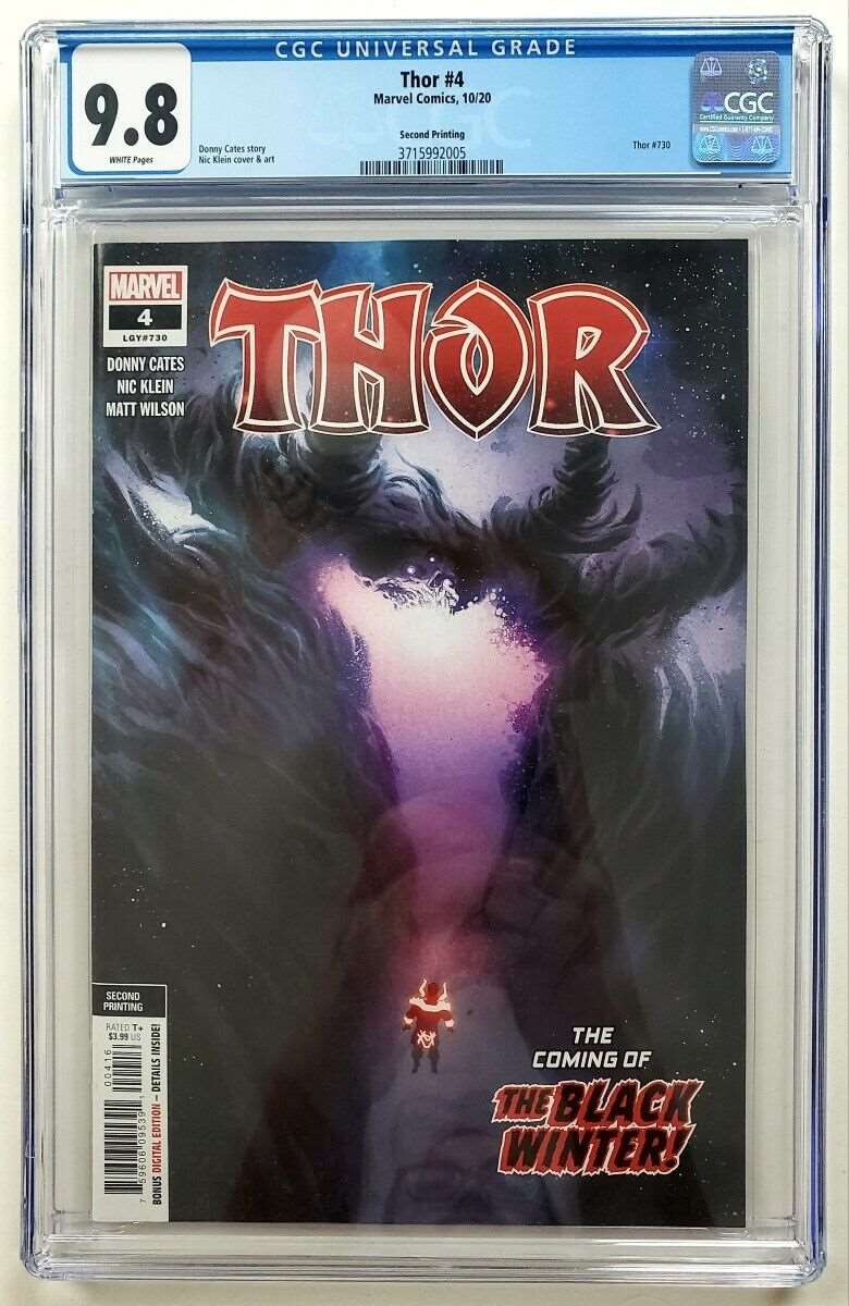 Thor, Vol. 6, #4 2nd Print, Black Winter Cameo & Cover App CGC 9.8 (Marvel, ‘20)
